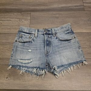 Levi's Classic Light Blue Frayed Jean Shorts